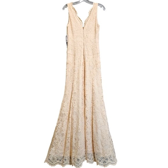 Nwt Nicole Miller Ny Blush Lace Sleeveless Evening Gown - Picture 5 of 17